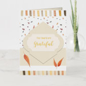 感謝祭ウォーターカラーオータムパステル葉 箔グリーティングカード (正面)