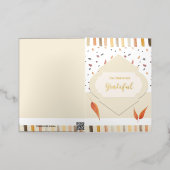 感謝祭ウォーターカラーオータムパステル葉 箔グリーティングカード (外側レイダウン)