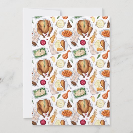 感謝祭ウォーターカラーターキーディナー招待状 招待状 (裏面)