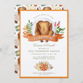 感謝祭ウォーターカラーターキーディナー招待状 招待状 (正面/裏面)