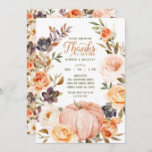 感謝祭ウォーターカラーフローラカボチャ招待状 招待状 (正面/裏面)