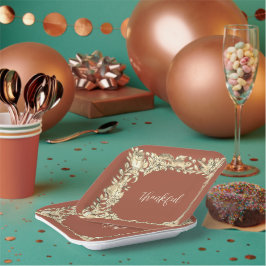 感謝祭ウッドランド素朴秋銅Pa ペーパープレート