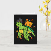 感謝祭ウミガメかわいい亀秋メンズウォム カード (黄色い花)