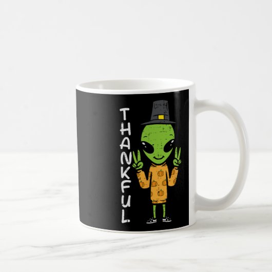 感謝祭エイリアン感謝おもしろい秋宇宙男性B コーヒーマグカップ (右)