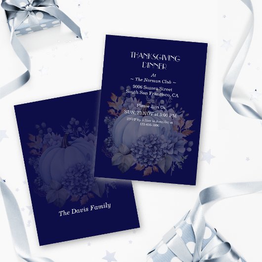 感謝祭エレガントかぼちゃのフローラディナーカスタム 招待状