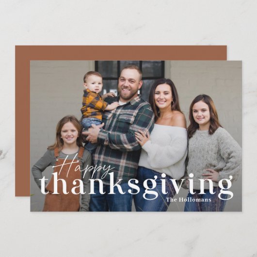 感謝祭エレガントのフォトカードをミックス シーズンカード (正面/裏面)