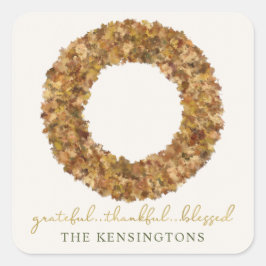 感謝祭エレガントのリース紅葉 スクエアシール