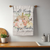 感謝祭エレガントシックフローラカボチャ名 キッチンタオル