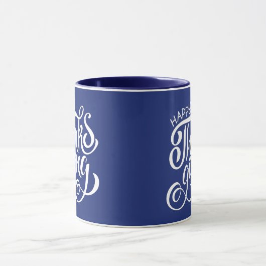 感謝祭エレガントタイポグラフィ マグカップ (中央)