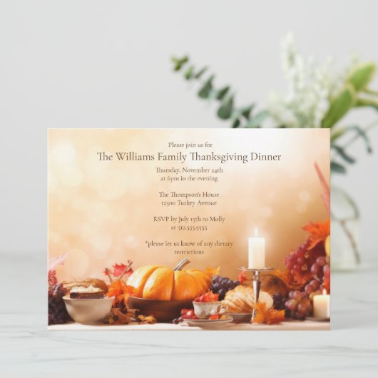 感謝祭エレガントディナーキャンドルライトパーティー 招待状 (スタンド正面)