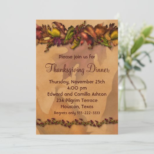 感謝祭エレガントディナーパーティの招待状 招待状 (スタンド正面)