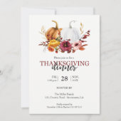 感謝祭エレガントディナーフローラカボチャ 招待状 (正面)