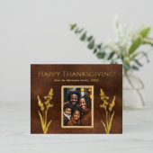 感謝祭エレガント家族写真秋植物学 箔シーズンポストカード (立ち正面)