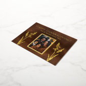 感謝祭エレガント家族写真秋植物学 箔シーズンポストカード (回転した状態)