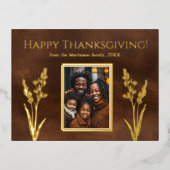 感謝祭エレガント家族写真秋植物学 箔シーズンポストカード (正面)