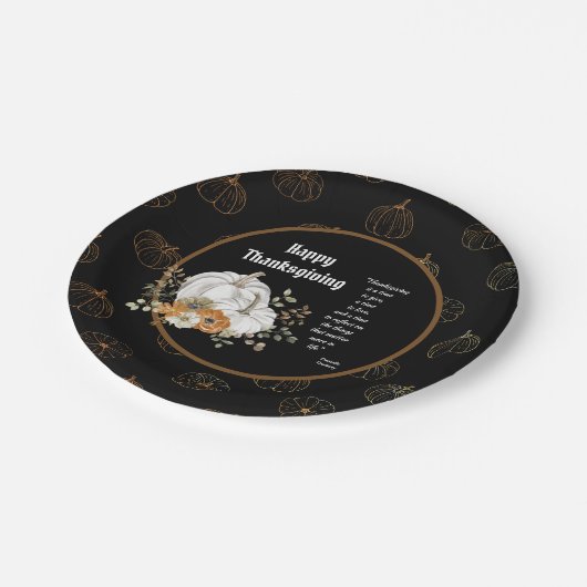 感謝祭エレガント引用文 ペーパープレート (アングル)