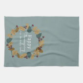 感謝祭エレガント梨リースイラストレーション キッチンタオル (横)