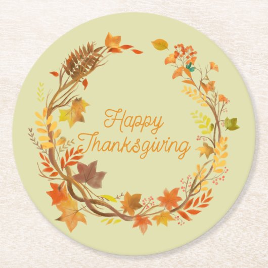 感謝祭エレガント楽 ラウンドペーパーコースター (正面)