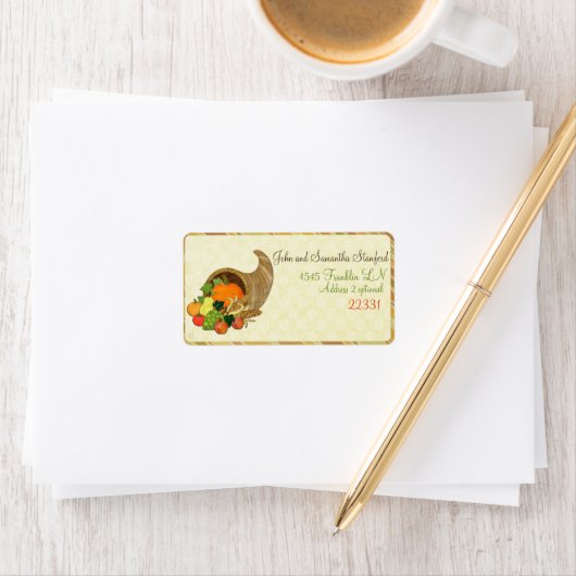 感謝祭エレガント混合メディア・ワイド・アドレス ラベル (インサイチュ)