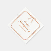 感謝祭エレガント焼きオレンジシンプル色シックボウ スタンダードカクテルナプキン (角)