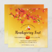 感謝祭エレガント秋の木、パイ、サイダー 招待状 (正面/裏面)