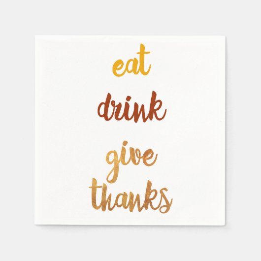 感謝祭エレガント スタンダードカクテルナプキン (正面)