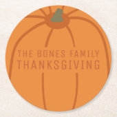 感謝祭オモダンレンジカボチャのコースター ラウンドペーパーコースター (正面)