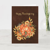 感謝祭オレンジカボチャひまわり花束 シーズンカード (正面)
