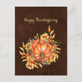 感謝祭オレンジカボチャひまわり花束 シーズンポストカード (正面)