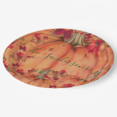 感謝祭オレンジカボチャ紅葉 ペーパープレート (アングル)