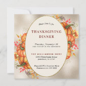 感謝祭オレンジカボチャ緑 招待状 (正面)