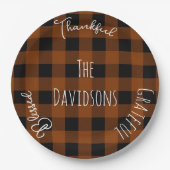 感謝祭オレンジバッファロープレイド紙プレート ペーパープレート (正面)