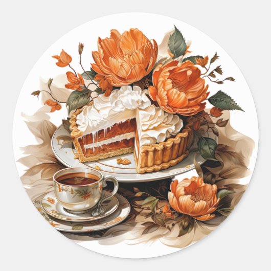 感謝祭オレンジパイイラストレーション ラウンドシール (正面)