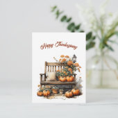 感謝祭オレンジフローラベンチイラストレーション シーズンポストカード (スタンド正面)