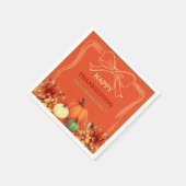 感謝祭オレンジ色のカボチャの弓の手を引いた スタンダードカクテルナプキン (角)