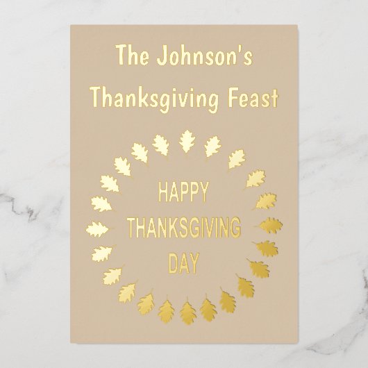 感謝祭オーク葉のカスタム招待状 箔招待状 (正面)