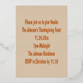 感謝祭オーク葉のカスタム招待状 箔招待状 (裏面)