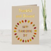 感謝祭オーク葉カスタム 箔グリーティングカード (正面)