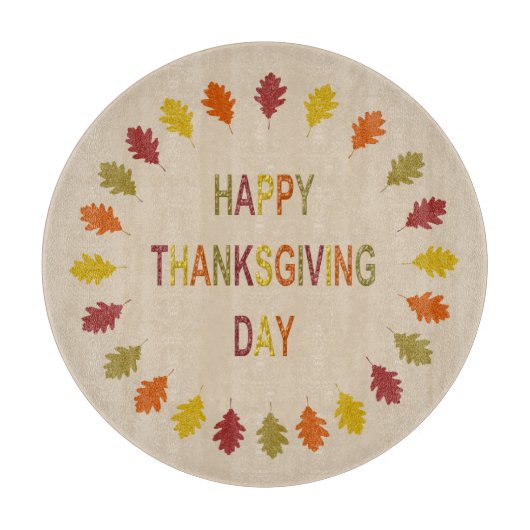 感謝祭オーク葉材 カッティングボード (正面)