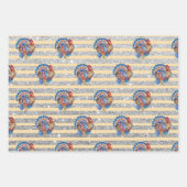 感謝祭オータムカボチャグリッターストライプズ ラッピングペーパーシート (正面)