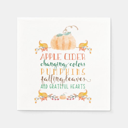 感謝祭カクテル紙ナプキンス スタンダードカクテルナプキン (正面)