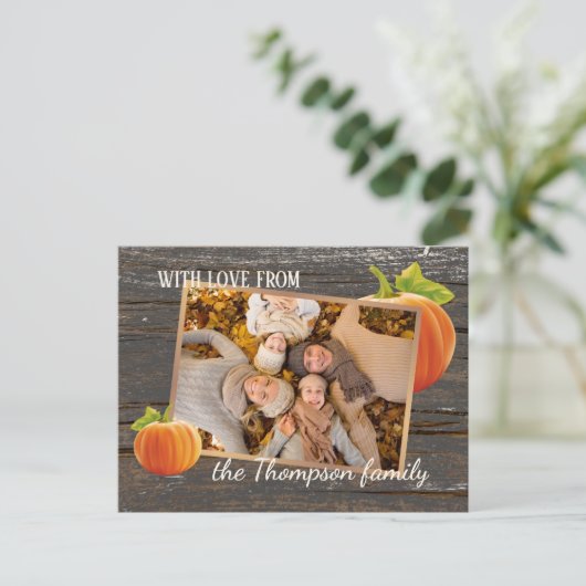感謝祭カスタムのホリデーカードを愛する人 ポストカード (スタンド正面)