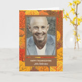 感謝祭カスタムの写真と名前Bright Trees Ca カード (黄色い花)