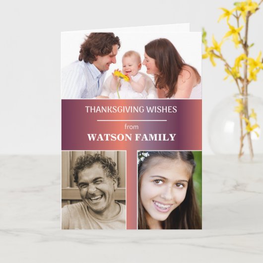 感謝祭カスタムの写真名3 カード (黄色い花)