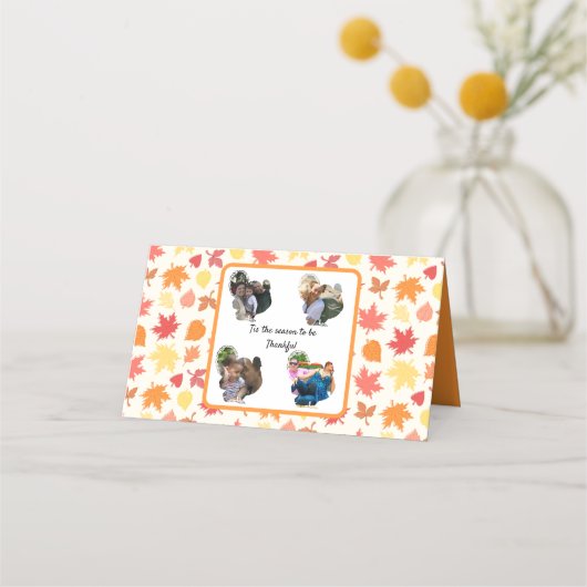 感謝祭カスタム七面鳥の写真コラージュ プレイスカード (正面)