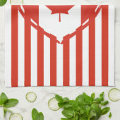 感謝祭カナダ – 赤いハートとストライプ キッチンタオル (折り畳み)