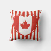 感謝祭カナダ – 赤いハートとストライプ クッション (裏面)