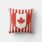 感謝祭カナダ – 赤いハートとストライプ クッション (正面)