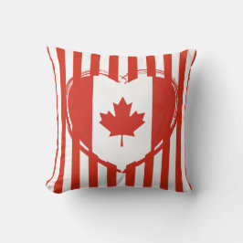 感謝祭カナダ – 赤いハートとストライプ クッション
