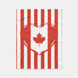 感謝祭カナダ – 赤いハートとストライプ フリースブランケット